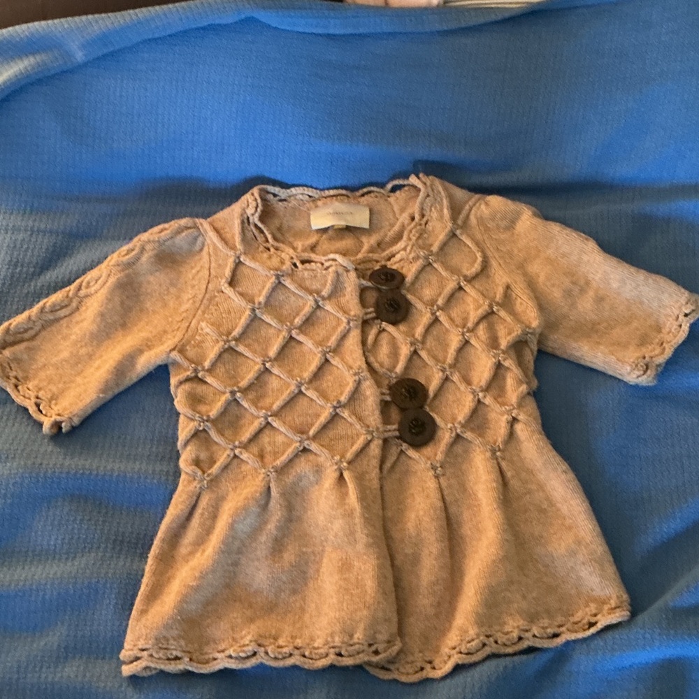 Tan Knit Sweater with Buttons for women